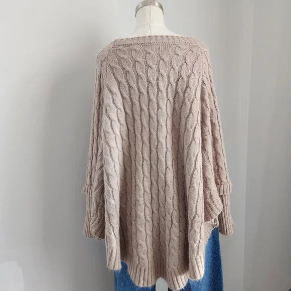 Cozy Chic Cable Knit Sweater Poncho - Picture 5 of 14